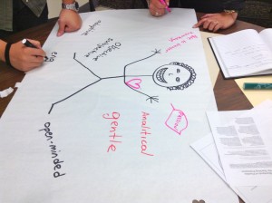 participants actively collaborating, deconstructing theory on the skills of an effective teacher for 21st Century learning