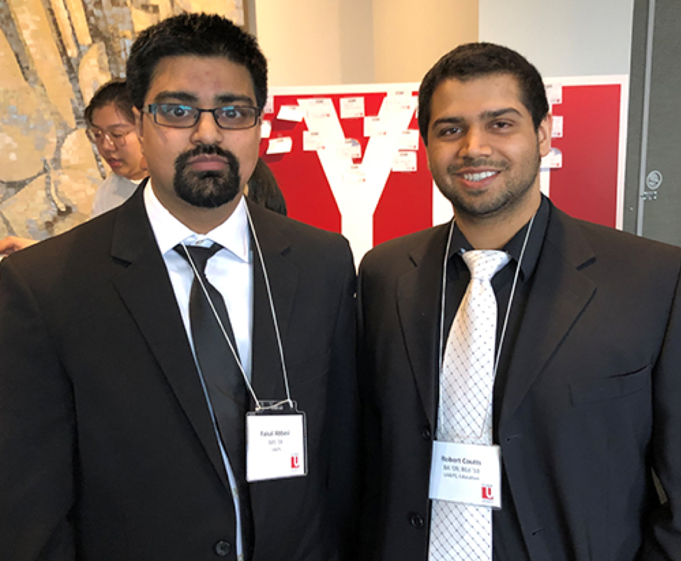 From left: Faisal Abbasi (BAS ’14) with 2010 Golden GRADitude Award recipient Robert Coutts (BA ’09, BEd ’10)